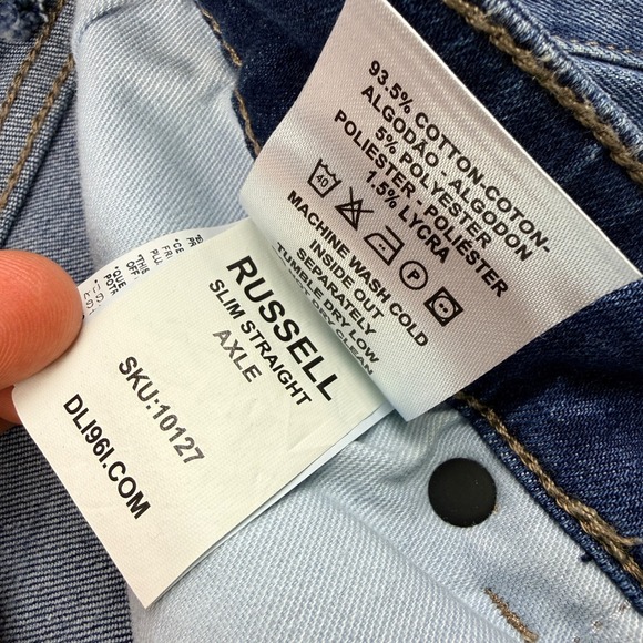 DL1961 Russell Slim Straight Jeans Men 32x34 Blue Denim Button Fly - Picture 7 of 12